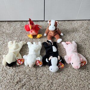 Ty Beanie Baby Bundle - Chops, Fleece, Bessie, Strut, Daisy, and Squealer